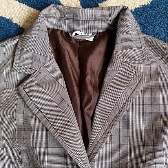 🍂 GINA BENOTTI BROWN GREY PLAID BLAZER JACKET! - Picture 7 of 13